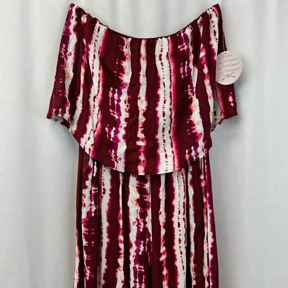 Gypsies & Moondust Womens Jumpsuit Multicolor Tie Dye Off Shoulder Sleeve M New - Picture 9 of 12